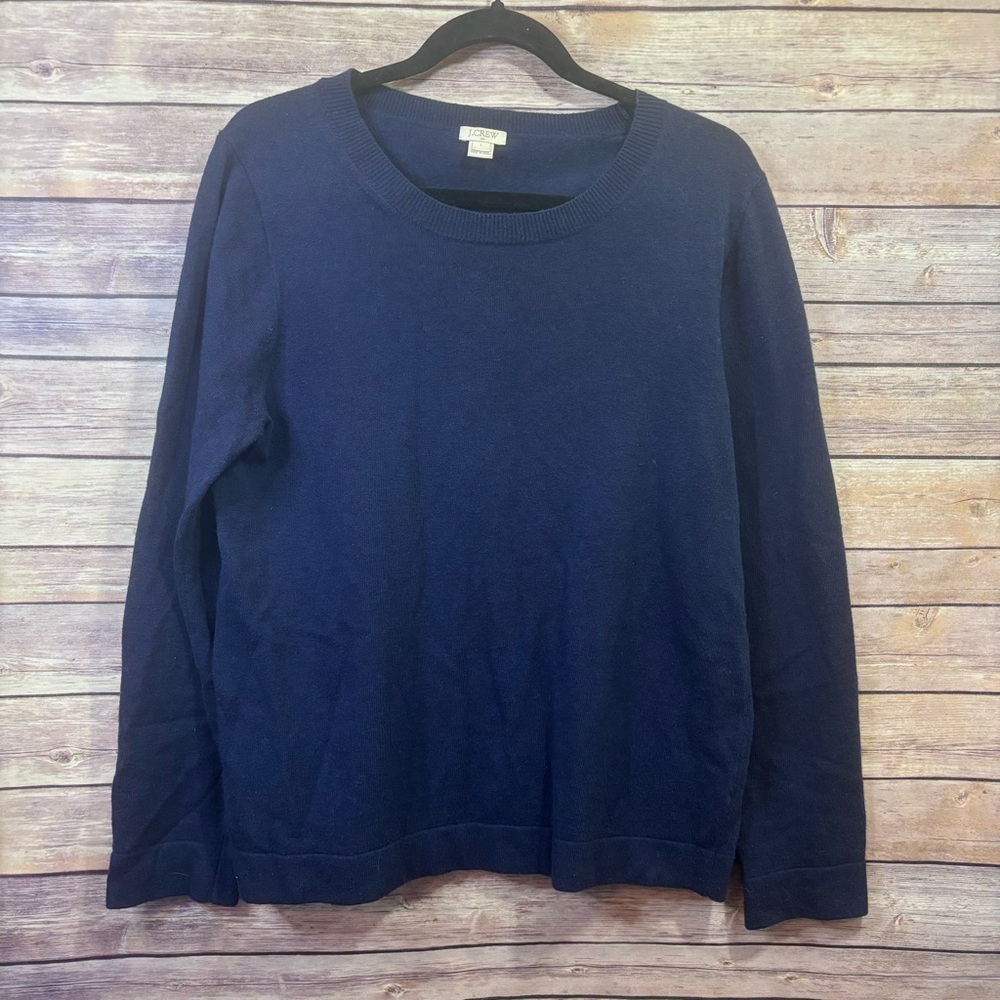 J. CREW Blue Wool Blend Sweater Size Large